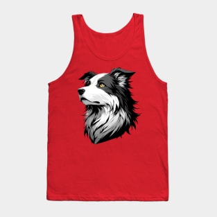 Stunning and Cool Bearded Collie Monochrome and Gold Portrait for Father's Day Tank Top